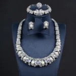 Newest Design 4pcs Jewelry Sets Luxury Bridal Pearl Colorful Zirconia Diamond Gorgeous Necklace Wedding Jewelry Sets