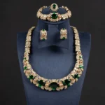 Newest Design 4pcs Jewelry Sets Luxury Bridal Pearl Colorful Zirconia Diamond Gorgeous Necklace Wedding Jewelry Sets