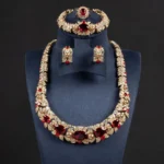 Newest Design 4pcs Jewelry Sets Luxury Bridal Pearl Colorful Zirconia Diamond Gorgeous Necklace Wedding Jewelry Sets