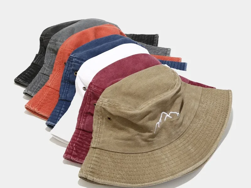 Bsci Oem Custom Unisex Embroidery Logo High Quality Dyed Washed Cotton Vintage Solid Color Fisherman Reversible Bucket Hat