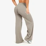 Women's High Waist Quick Dry Satin Yoga Leggings Custom Logo Stretch Hip Lifting Wide Flared Leg Soft Fitness Gym Sports