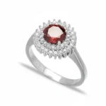 Garnet Stone Dainty Design Turkish Rings Handcrafted Wholesale Trendy Fashion 925 Sterling Silver Jewelry