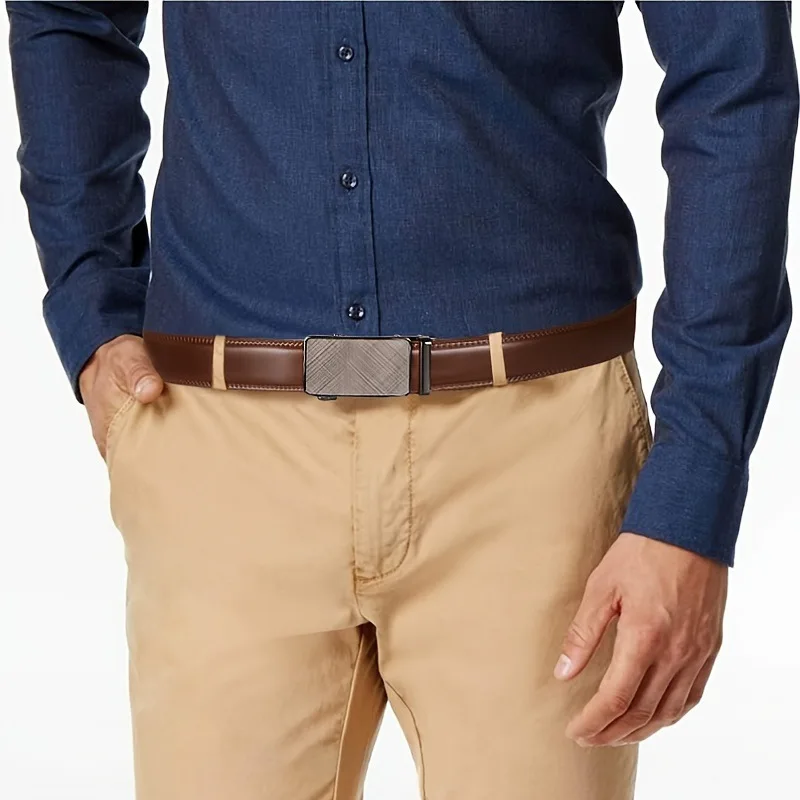 Wholesale Men's Cowhide Leather Automatic Alloy Buckle Fashion Casual Matte Finish Business Style 120cm Youth Belt