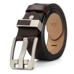 3.8cm Width Black And Brown Color Men's Slide Genuine Cow Leather Buckle Belt