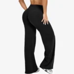 Women's High Waist Quick Dry Satin Yoga Leggings Custom Logo Stretch Hip Lifting Wide Flared Leg Soft Fitness Gym Sports