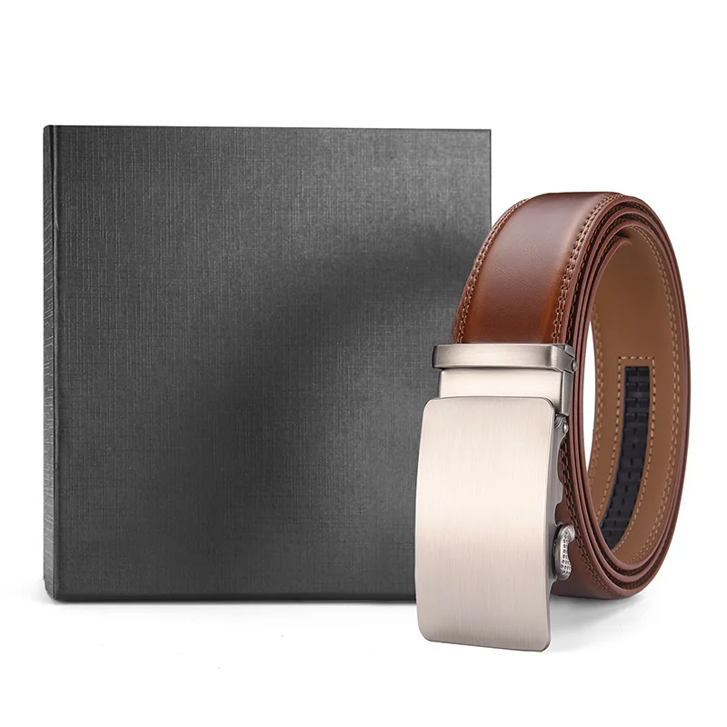 Cross-border Men's Alloy Buckle Cowhide Belt Automatic Simple Versatile Suitable Business Casual Jeans Customizable Logo