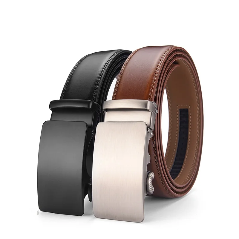 Cross-border Men's Alloy Buckle Cowhide Belt Automatic Simple Versatile Suitable Business Casual Jeans Customizable Logo