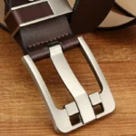 3.8cm Width Black And Brown Color Men's Slide Genuine Cow Leather Buckle Belt