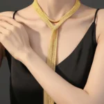 925 Sterling Silver Luxury Bou Cheron Delilah Mesh Gold Plated Scarf Necklace Bracelet Earrings Set
