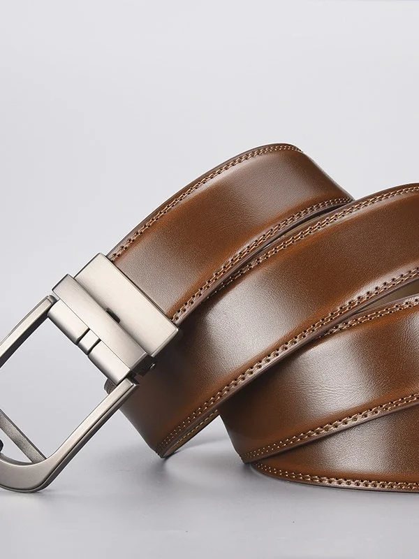 New Men's Two-layer Cowhide Automatic Buckle Belt With Copper Pin Buckle Cross-border Hot-selling Genuine Cowhide