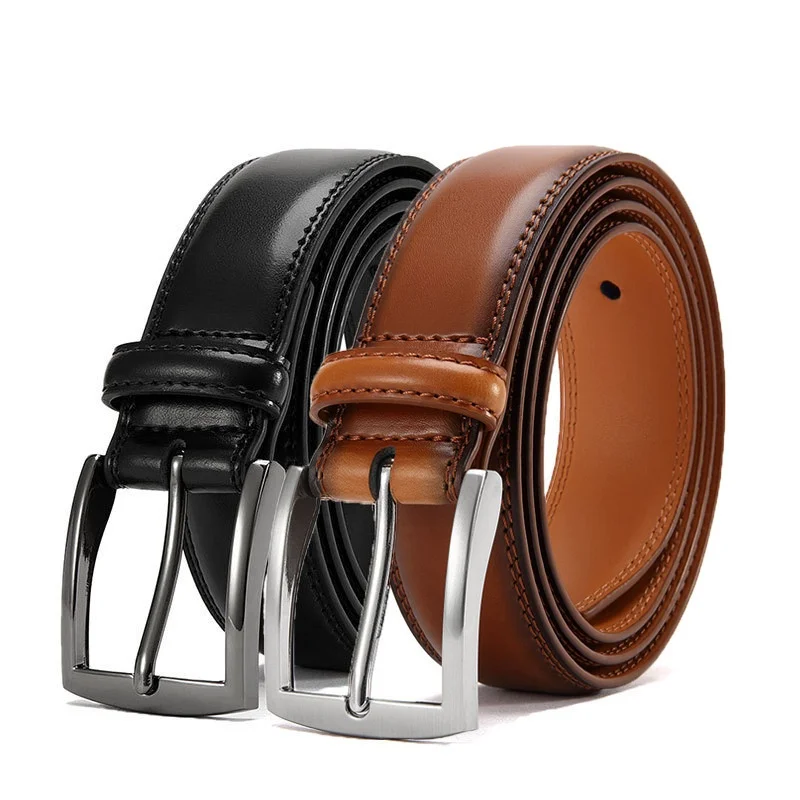 Wenzhou Men's Genuine Leather Cowhide Alloy Pin Buckle Casual Belt-wholesale Simple All-match