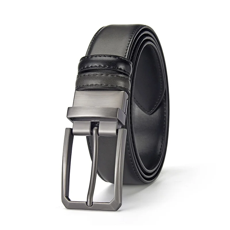 Men's Cow Hide Belt With Rotating Alloy Pin Buckle High-end Korean-style Waistband Accessory