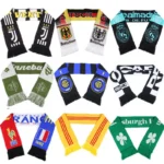 Low Moq High Quality Acrylic Men Thick Warm Fluffy Football Club Scarves Team Soccer Fan Knit Brands Logo Custom Winter Scarf