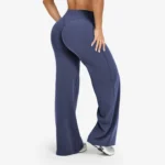 Women's High Waist Quick Dry Satin Yoga Leggings Custom Logo Stretch Hip Lifting Wide Flared Leg Soft Fitness Gym Sports