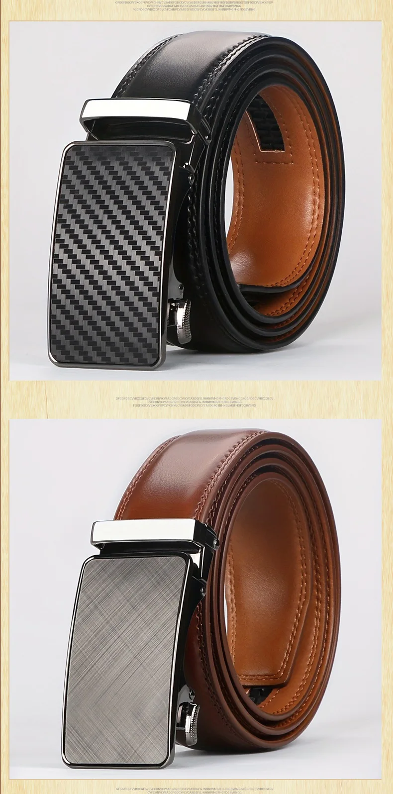 Wholesale Men's Cowhide Leather Automatic Alloy Buckle Fashion Casual Matte Finish Business Style 120cm Youth Belt