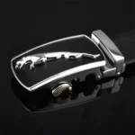 Adjustable Full Grain Mens Black Automatic Leather Men Belt
