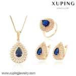63881 Xuping Fashion Luxury Pretty Multicolor Zircon Stone Women Gold Plated Jewelry Set
