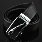 Adjustable Full Grain Mens Black Automatic Leather Men Belt