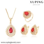 63881 Xuping Fashion Luxury Pretty Multicolor Zircon Stone Women Gold Plated Jewelry Set
