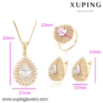 63881 Xuping Fashion Luxury Pretty Multicolor Zircon Stone Women Gold Plated Jewelry Set