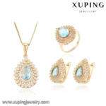 63881 Xuping Fashion Luxury Pretty Multicolor Zircon Stone Women Gold Plated Jewelry Set