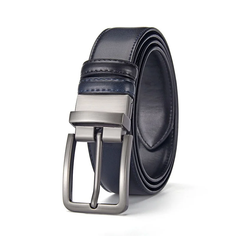 Men's Cow Hide Belt With Rotating Alloy Pin Buckle High-end Korean-style Waistband Accessory