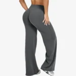 Women's High Waist Quick Dry Satin Yoga Leggings Custom Logo Stretch Hip Lifting Wide Flared Leg Soft Fitness Gym Sports