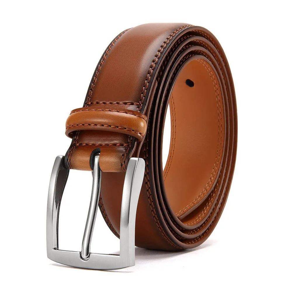 Wenzhou Men's Genuine Leather Cowhide Alloy Pin Buckle Casual Belt-wholesale Simple All-match