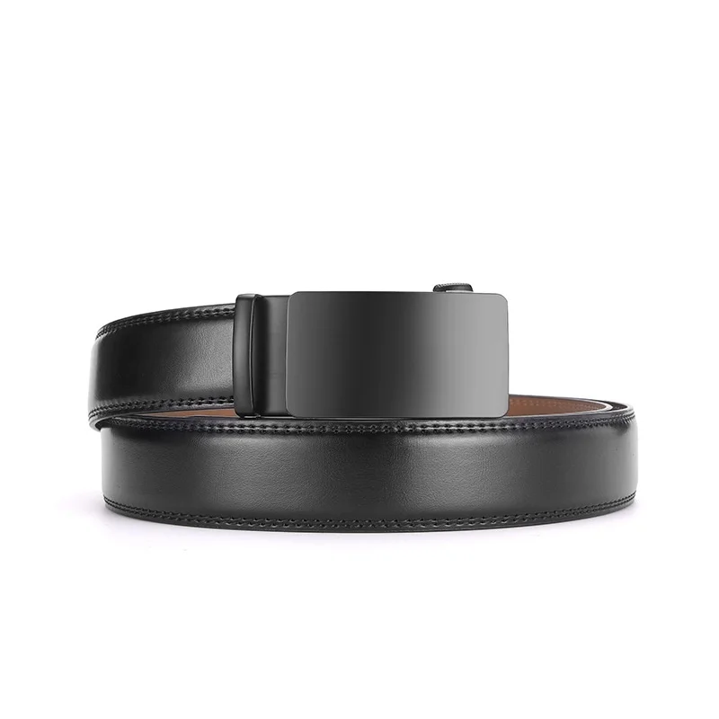 Cross-border Men's Alloy Buckle Cowhide Belt Automatic Simple Versatile Suitable Business Casual Jeans Customizable Logo