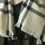 Plaid Striped Scarf Outdoor Fleece Lined Knitted Scarf Turtleneck Collar Cashmere Scarves