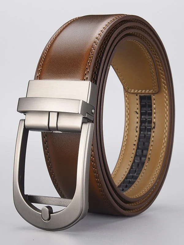 New Men's Two-layer Cowhide Automatic Buckle Belt With Copper Pin Buckle Cross-border Hot-selling Genuine Cowhide