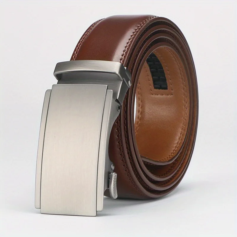 Wholesale Men's Cowhide Leather Automatic Alloy Buckle Fashion Casual Matte Finish Business Style 120cm Youth Belt