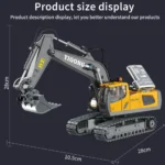 Hot 2.4g Wireless Remote Control Alloy Rc Excavator Car Toy Model Vehicle Bulldozer With Light & Sound Effects Metal Material